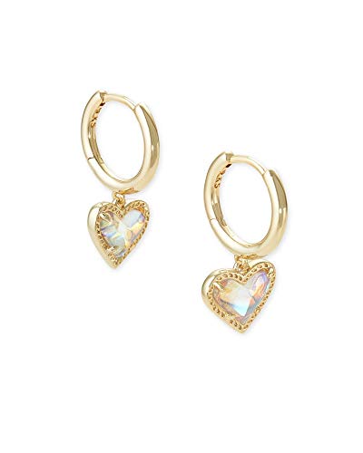 Kendra Scott Ari Heart Huggie Earrings for Women, Fashion Jewelry - color: GOLD - IRIDESCENT DICHROIC GLASS