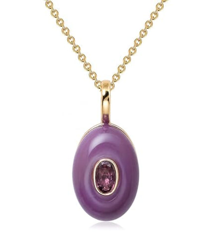 Natural Stone Necklaces Rhinestones Gemstone Necklace Adjustable Pendant Necklaces for Women - color: Purple