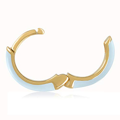 14K Gold Plated Sterling Silver Enamel Color Huggie Hoop Earrings for Women – Wide Range of Vibrant Color Options Available - color: Blue ( Light )
