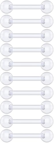 Plastic Tongue Rings For Surgery - Clear Plastic Tongue Rings For Work - Hypoallergenic Straight Barbell Bioflex Ring Piercing Jewelry - Clear Industrial Piercing Jewelry - color: 16G - 8mm (5/16)