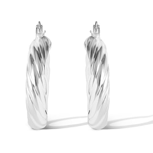 Jessica Simpson Womens Hoop Earrings - Silver-Tone or Gold-Tone Hoop | Earrings for Women - color: Silver Thick Twisted Hoops