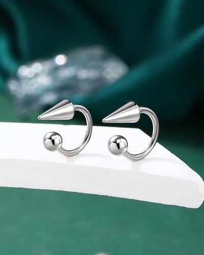 G23 Titanium Lip Rings Surgical Steel Snake Bite Lip Jewelry 16g Spike Labret Rings 8mm 10mm 12mm Horseshoe Conch Hoop Earrings 16 Gauge Conch Piercing Jewelry - size: 8mm+2 pieces