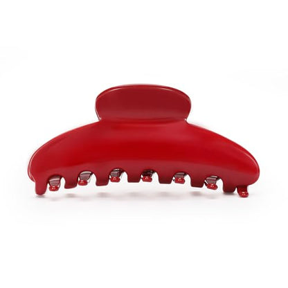 4.3 Inch Large Claw Clip for Thin Hair & Thick Half Ups, Cute Acetate French Hair Clips for Women, Non-Slip Secure Updos & Chic Daily Styles, Red - color: Red
