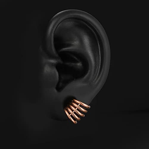 Casvort 2 PCS Hypoallergenic 316 Stainless Steel 00G/3/4'' Stacked Ring Cuffs for Stretched Lobe Ear Gauges Plugs Ear Tunnels Stretcher Earring Studs Clip on Cartilage Body Piercing Jewelry - color: Rose Gold 10mm (00g)