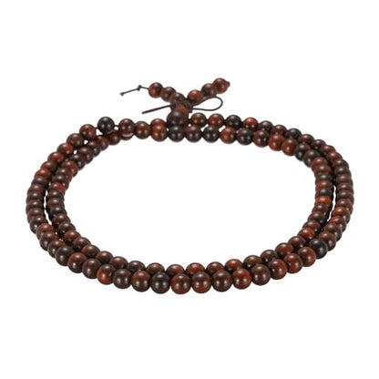 MECCANIXITY Prayer Beads Bracelet, Natural Wooden Bead Mala Bracelets Link Wrist Men Women Beaded Stretch Crafts Bangle - color: Red Sandalwood Color