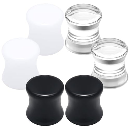 6G-30mm Solid Acrylic Gauges for Ear Double Flared Saddle Plug Tunnels Earrings Clear Black White Ear Plugs Tunnels for Women Men - color: 2G = 6mm