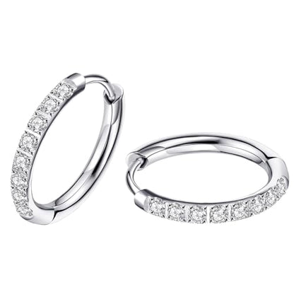 316L Surgical Steel Huggie Hoop Earrings | Dainty Pave Cubic Zirconia Cartilage Tiny Earring for Sensitive Ears Hypoallergenic Lightweight for Women Men - style: Silver,20G*12mm