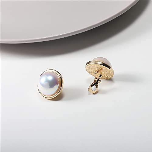 Pearl Clip on Earrings for Women Drop Clip Earrings for Women Gold Plated White Imitation Pearl Earrings Fashion - color: Big Pearl