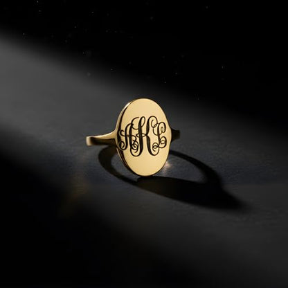 Sterling Silver Monogram Rings for Women Personalized Initial Signet Ring for Women, Christmas Gift for Her, Hidden Name Jewelry Custom Monogrammed Name