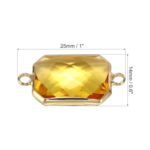 PATIKIL Birthstone Connector Link, Diamond Clear Charm Links, Glass Jewelry Findings Crystal Bead Link for Drop Dangle Pendants Necklace Bracelet Earring - color: Golden Tone