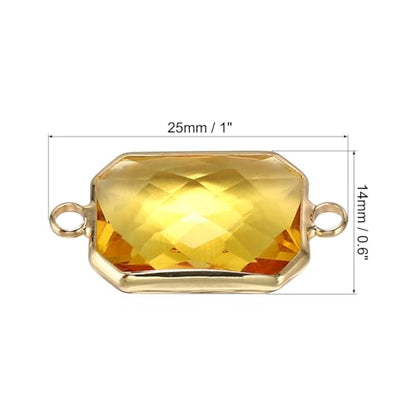 PATIKIL Birthstone Connector Link, Diamond Clear Charm Links, Glass Jewelry Findings Crystal Bead Link for Drop Dangle Pendants Necklace Bracelet Earring - color: Golden Tone