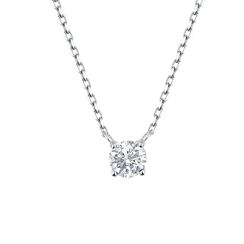 S.Leaf 18K Gold Plated Cubic Zirconia Choker Necklace for Women 925 Sterling Silver Layered Coin Moon Star Heart Circle Crystal Lariat Pendant Necklaces Gifts for Women Trendy - color: Round_Silver