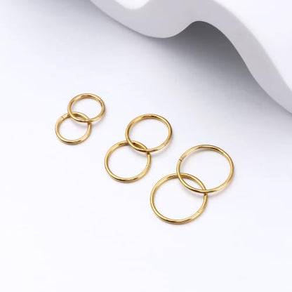 Nose Rings 20G 18G 16G 316L Surgical Steel Hinged Clicker Segment Nose Hoop Helix Cartilage Daith Tragus Sleeper Earrings Body Lip Piercing Jewelry for Women Men 6mm 7mm 8mm 10mm 12mm - style: 13:Silver+Gold-20G*6mm(4pcs)