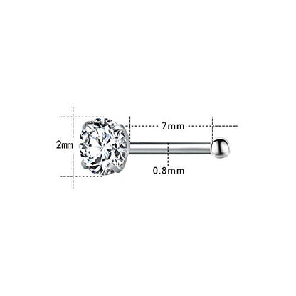 ZS 6-14PCS 20g Tiny Nose Stud Ring Piercing Surgical Steel Nose Bone/L Shaped/Nose Screws Rings Set - color: B:10pcs Nose Bone Style(White)