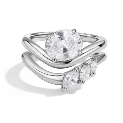 18K Gold & Silver Plated Stackable Ring Set for Women, CZ Curved Wave Stacking Bands, Statement Promise Rings for Wedding Engagement, Trendy Dainty Jewelry Gift - color: Silver 1
