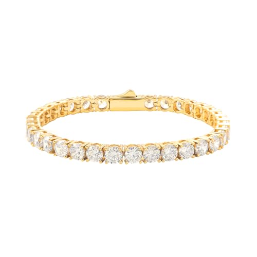 18K Gold Plated Tennis Bracelet for Women Men, 3/4/5mm Iced Out 5A Cubic Zirconia Classic Tennis Chain Bracelets 7 Inches 8 Inches, Diamond Tennis Bracelet Lady Fashion Jewelry - color: Gold, size: 7 Inches, style: 5mm