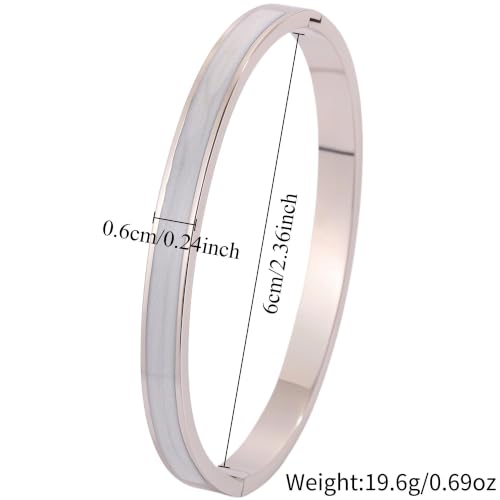 Sliver Plated Bracelets fow Women Stainless Steel White Oil-Drip Bangle Soft, Chip-Resistant Feminine Shine