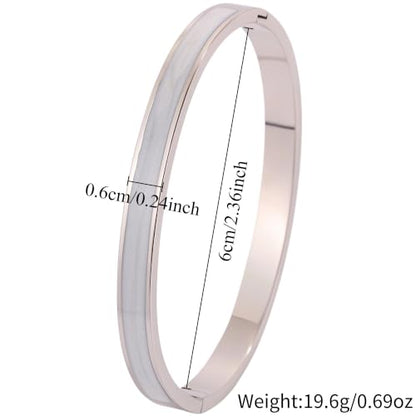 Sliver Plated Bracelets fow Women Stainless Steel White Oil-Drip Bangle Soft, Chip-Resistant Feminine Shine