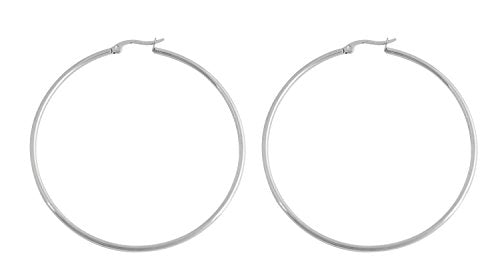 Rounded Hoops Earrings (20mm-60mm Diameter) - color: Silver 60mm
