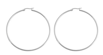 Rounded Hoops Earrings (20mm-60mm Diameter) - color: Silver 60mm