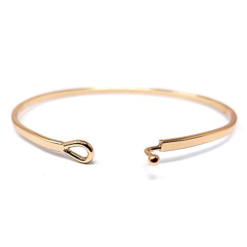 by you Inspirational Positive Message Engraved Thin Cuff Bangle Hook Bracelet - color: Dream Believe Achieve-Rosegold