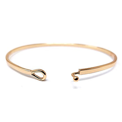 by you Inspirational Positive Message Engraved Thin Cuff Bangle Hook Bracelet - color: Blessed-Rosegold