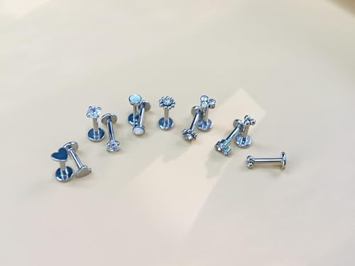16G Monroe Lip Piercing Jewelry Labret Studs Tragus Hoop Earrings Nose Piercing Flat Back Helix Earring - color: silver, size: 16G*6mm