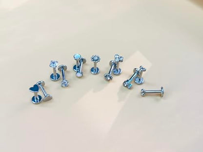 16G Monroe Lip Piercing Jewelry Labret Studs Tragus Hoop Earrings Nose Piercing Flat Back Helix Earring - color: silver, size: 16G*6mm