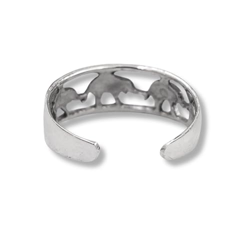 Sterling Silver Toe Ring, Adjustable Open Band, Handmade | Fits Toe, Knuckle or Pinky Ring | One Size Fits Most | Comfortable to Wear | Minimalist Style | Water Resistant - style: Elephants Band