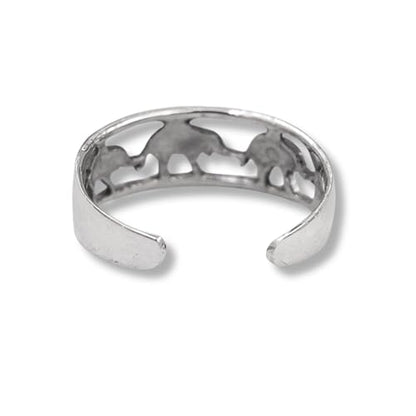 Sterling Silver Toe Ring, Adjustable Open Band, Handmade | Fits Toe, Knuckle or Pinky Ring | One Size Fits Most | Comfortable to Wear | Minimalist Style | Water Resistant - style: Elephants Band
