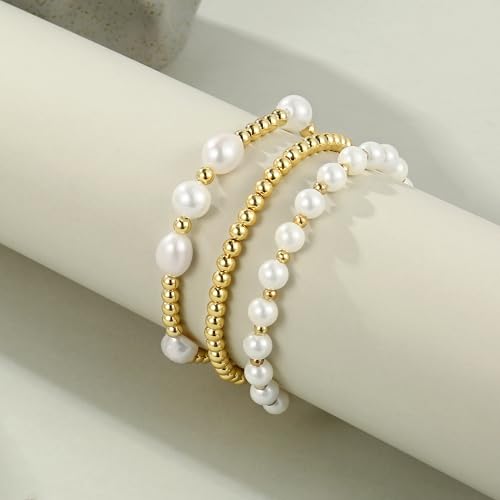 Badu Gold Beaded Bracelets for Women Boho Crystal Multiple Layered Stackable Wrap Bangle Set Paperclip Chain Trendy Jewelry - color: Style-3