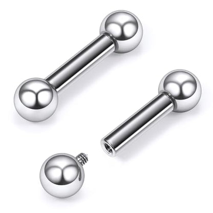 16G-2G ASTM F136 Titanium Internally Threaded Nipple Tongue Rings Piercing Jewelry Straight Industrial Earring Barbell G23 Titanium Nipple Tongue Bars Piercing Jewelry for Women Men 12MM-40MM - style: 4G, 16mm Length, 8mm Ball