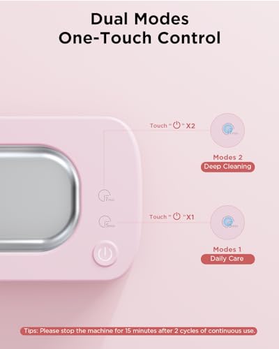 Ultrasonic Jewelry Cleaner Machine: 48KHz Ultra Sonic Cleaner for Jewelry,Eyeglass,Rings,Watch Band,Dentures,with Dual Cleaning Modes,350ML 304 Stainless Steel Tank,Gift for Wife,Mom,Daughter - color: Pink