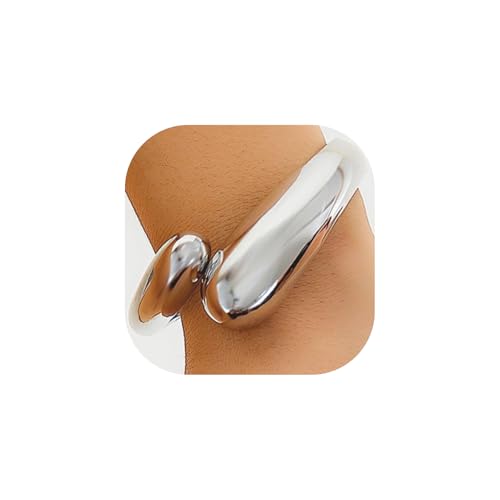 Gold/Silver Cuff Bangle Bracelets For Women Chunky Waterdrop Twisted Hinged Bangle Bracelets Minimalist Arm Cuff Bracelet Jewelry Gifts - color: 5Silver