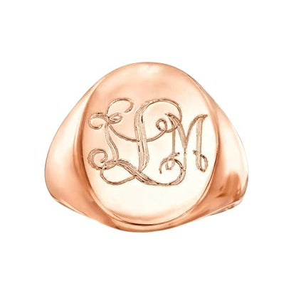 Personalized Classic Monogrammed Signet Initial Ring for Men 925 Silver/10K/14K/18K Gold Monogram Letters Statement Ring Birthday Christmas Gifts - color: Yellow Gold