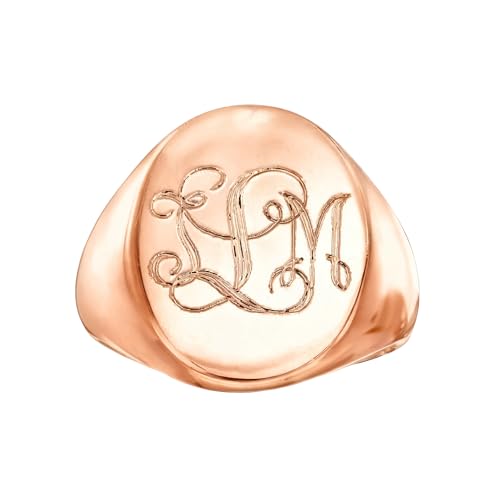 Personalized Classic Monogrammed Signet Initial Ring for Men 925 Silver/10K/14K/18K Gold Monogram Letters Statement Ring Birthday Christmas Gifts - color: Rose Gold