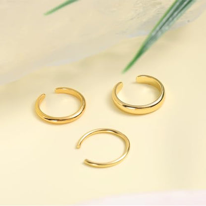 Mikovivi 3pcs Adjustable Toe Rings, Thin Open Band Toe Rings Elegant Summer Beach Foot Jewellery for Woman - color: Gold