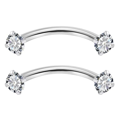 16G Eyebrow Piercing Jewelry Surgical Steel Cubic Zirconia Internally Threaded Vertical Labret Lip Jewelry Curved Barbell Tiny Eyebrow Rings Ear Rook Small Belly Button Ring for Women Men - color: silvertone,bar length:10mm