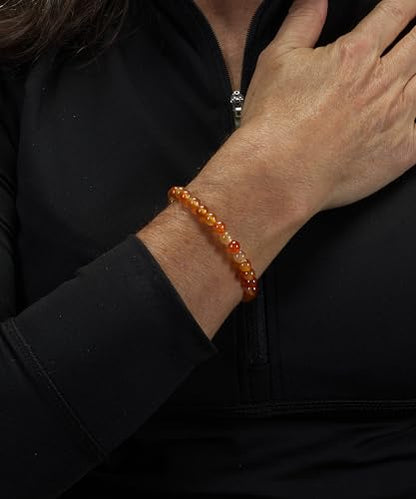 Cherry Tree Collection - Small, Medium, Large Sizes - Gemstone Beaded Bracelets For Women and Men - 6mm Round Beads - color: Carnelian, size: Large