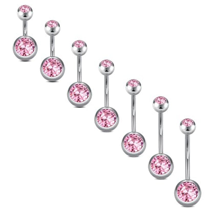 VCMART 14g Belly Button Ring Belly Button Piercing Belly Rings Surgical Steel Belly Button Rings 6mm 8mm 10mm 12mm 14mm 16mm 18mm Short Long Bar Belly Piercing Jewelry for Women Silver - color: A3 -6/8/10/12/14/16/18MM