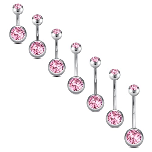 VCMART 14g Belly Button Ring Belly Button Piercing Belly Rings Surgical Steel Belly Button Rings 6mm 8mm 10mm 12mm 14mm 16mm 18mm Short Long Bar Belly Piercing Jewelry for Women Silver - color: A3 -6/8/10/12/14/16/18MM