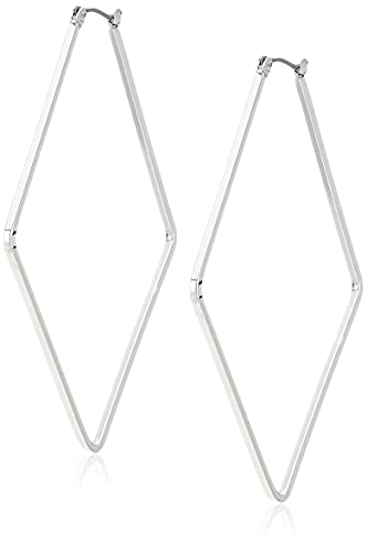 Nine West Women's Hoop Earrings, Classic Fashion Jewelry Accessories for Everyday Wear, Lightweight Statement Earrings for Casual, Office, and Evening Looks - color: Square - Silver
