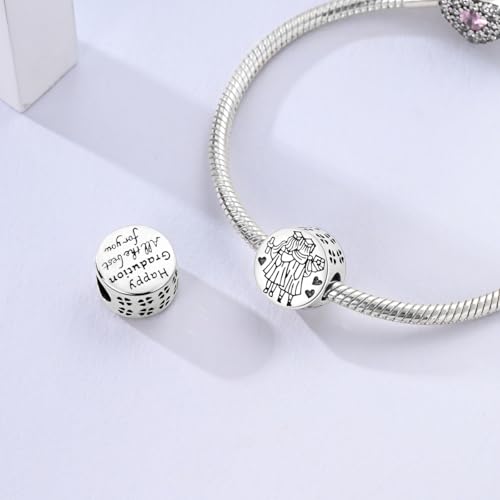 NARMO 925 Sterling Silver Charm Bead for Bracelets Silver Charms for Women - color: Happy Graduation