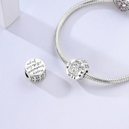 NARMO 925 Sterling Silver Charm Bead for Bracelets Silver Charms for Women - color: Happy Graduation