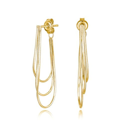 Tassel Earrings for Women Gold Plated Silver Chain Earrings Dainty Minimalist Dangle Drop Studs - color: E-Gold with Three Chains