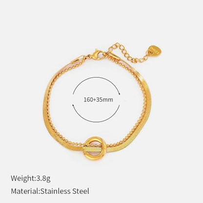 CTRLZTEAM 14K 18K Gold Plated Layered Bracelets for Women Stacked Bracelet | 14K 18K gold plated multi layer bracelets combine distinct chains with single clasp for instant pre-stacked style - style: Integrated Dual-Strand Snake Chain