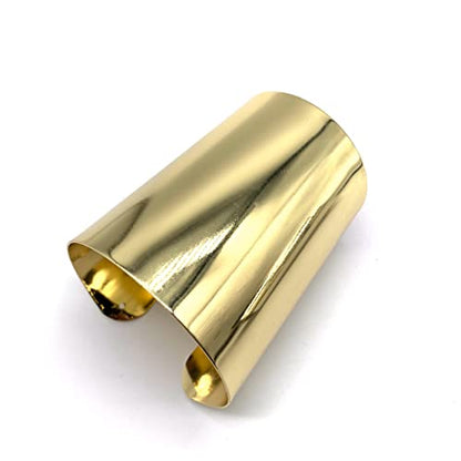 COLORFUL BLING Hammered Smooth Polished Open Wide Cuff Bangle Bracelet for Women Adjustable Wrist Cuff Wrap Punk Bracelet Tassel Wristband Jewelry - color: long gold