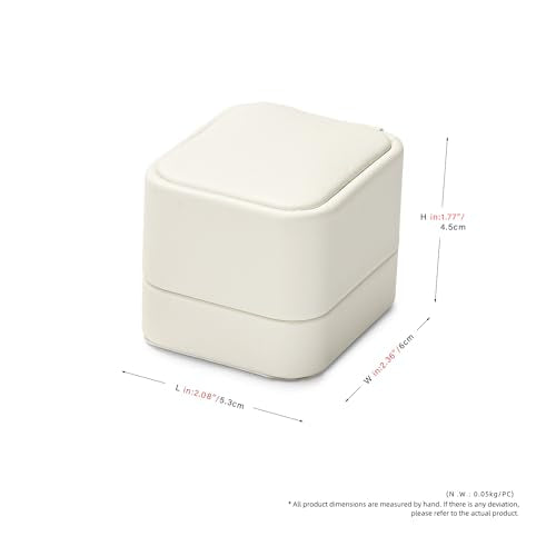 Oirlv Luxury Leather Jewelry Ring Box Engagement Ring Box Wedding Day Keepsake Box(Creamy-white) - color: Creamy-white, size: Ring Box