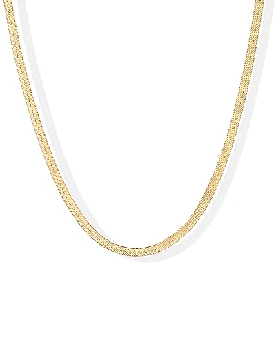 PAVOI Chain Necklace for Women, 14K Gold Plated Adjustable Layering Chain - style: Snake-M