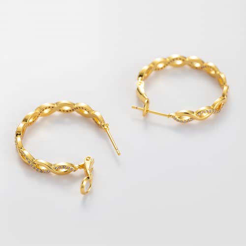 Senteria S925 Sterling Silver Post Twisted Hoop Earrings Hypoallergenic | Lightweight Silver Hoop Earrings AAAAA Cubic Zirconia Nickel Free for Sensitive Ears Twisted Hoops for Women Gifts 20-60MM - color: gold-30mm